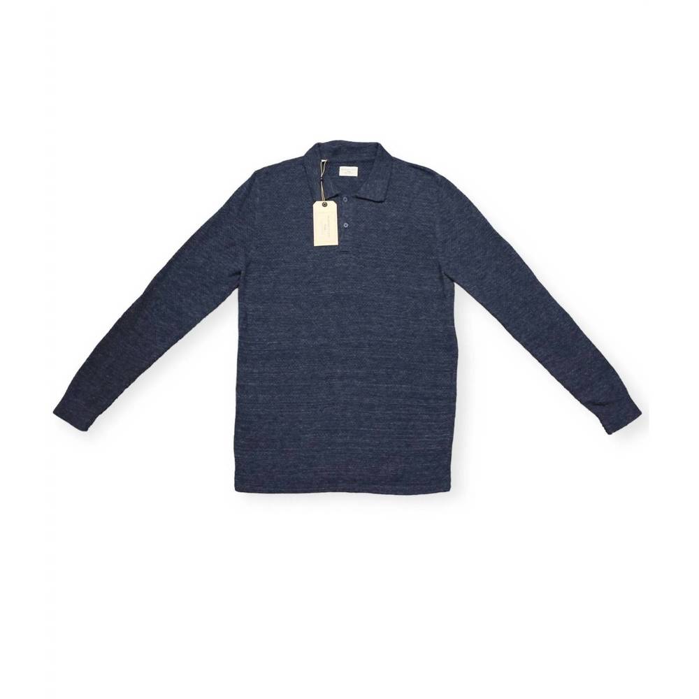 NEW SELECTED men's shhbethnal polo shirt in dark saphire